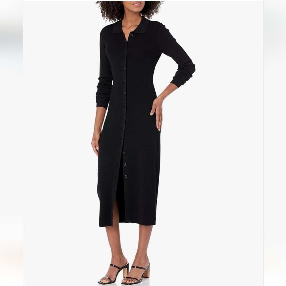 || MARLED || black sweater dress, or cardigan, sz medium, ribbed, button down